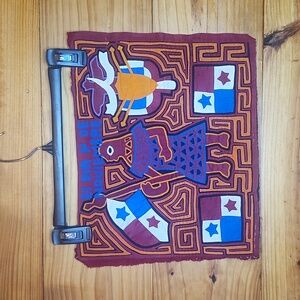 Vintage Mola Panamanian Textile Art with Geometric Patterns